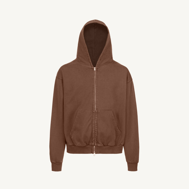 Vintage Brown Oversized Zipped Hoodie Mockups.