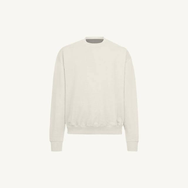 Vintage White Oversized Crewneck Sweater Mockups.