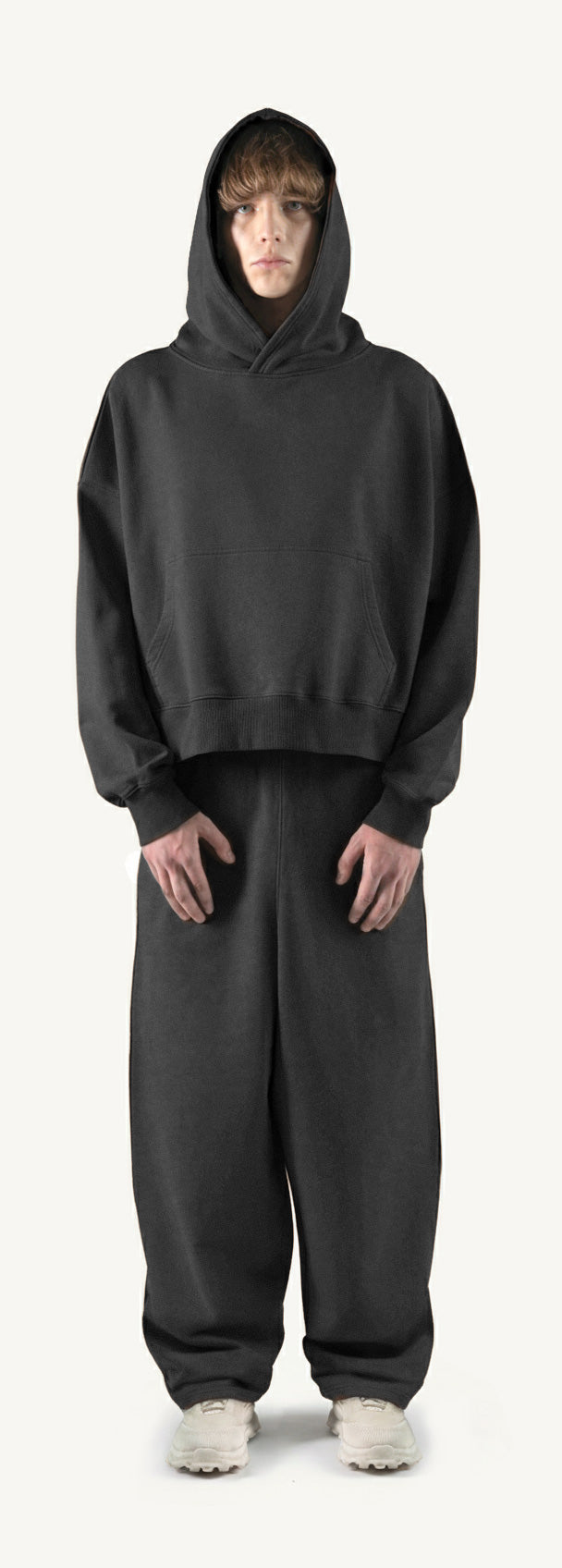 Vintage Black Oversized Boxy Hoodie. – WATC STUDIO