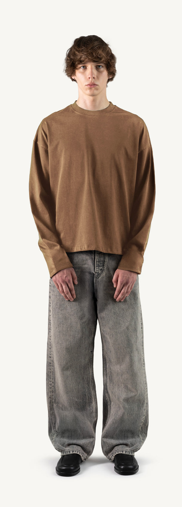 Vintage Tan Oversized Boxy LS Tee.