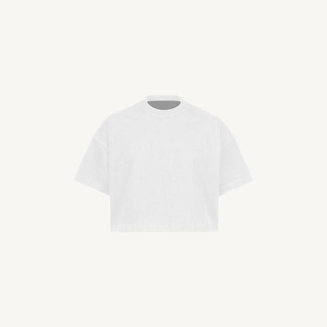 White Cropped Oversized Tee Mockups.