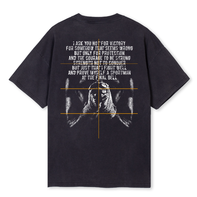 BOXERS PRAYER Vintage Black Oversized Tee.