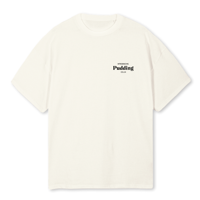 PUDDING Cream Oversized Tee.