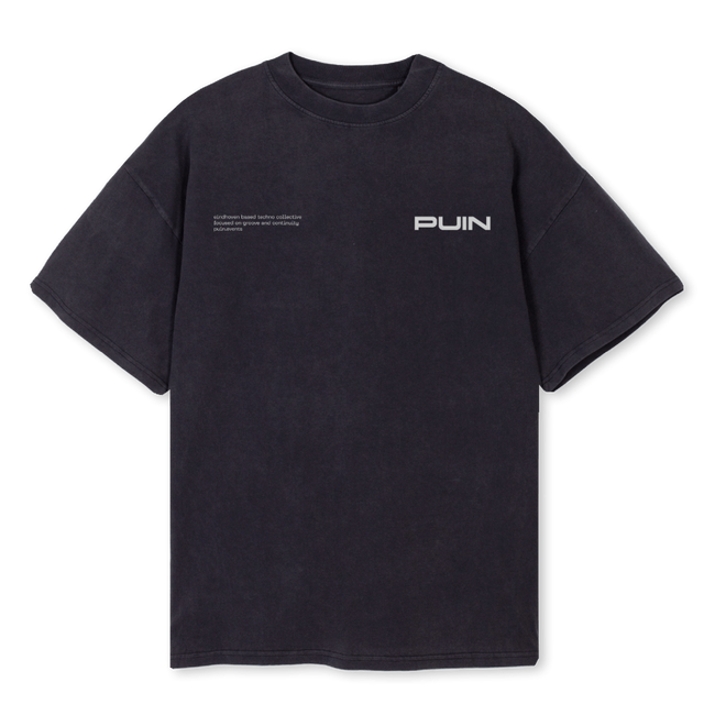 PUIN EXCL TEAM Vintage Black Oversized Tee.