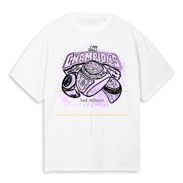 CHAMPIONS PURPLE White Oversized Tee.