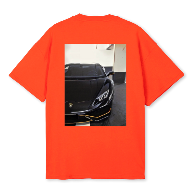 HURACAN Hot Orange Oversized Tee.