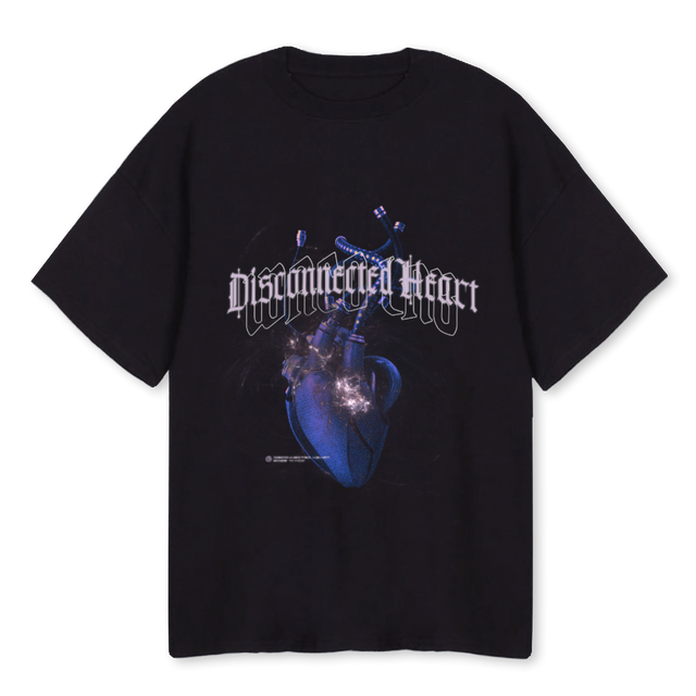 DISCONNECTED HEART Black Oversized Tee.