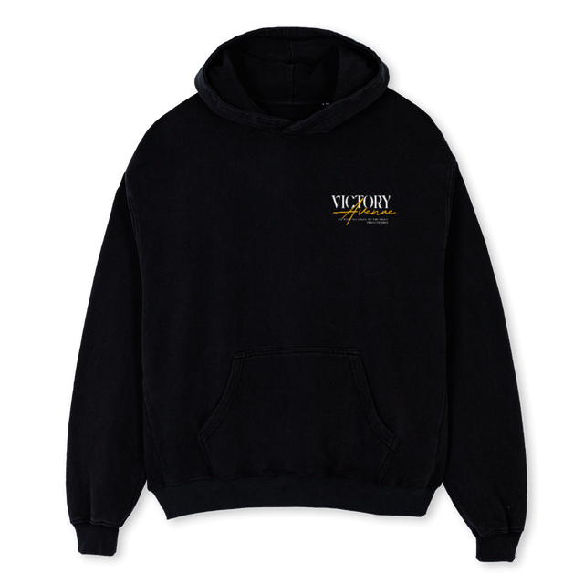 PERSEVERING BLCKHOOD Black Oversized Hoodie.