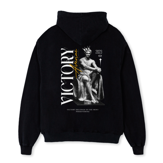PERSEVERING BLCKHOOD Black Oversized Hoodie.
