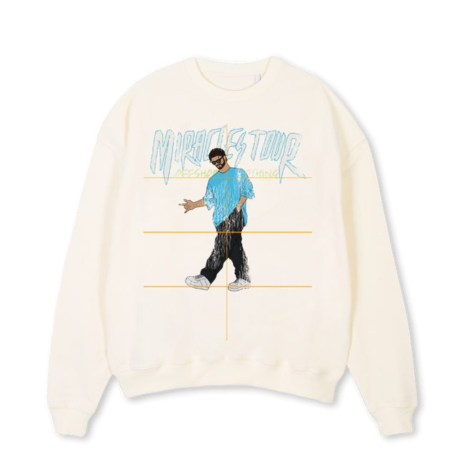 MT DISTRESSED FINAL Cream Oversized Crewneck Sweater.