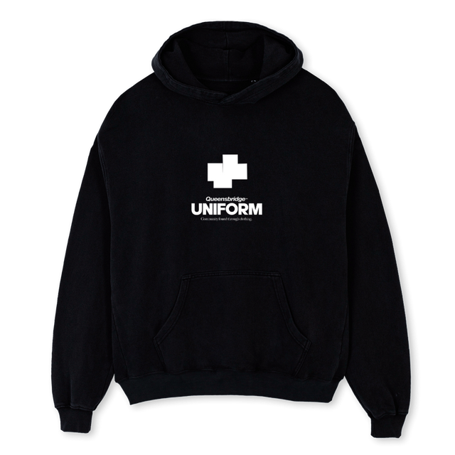 UNIFORM QB Black Oversized Hoodie.