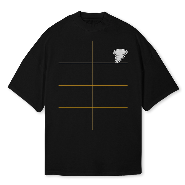 WOOOSHMOCKBLK Black Oversized Mock Neck Tee.
