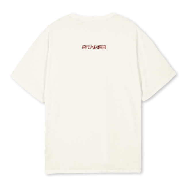 BURGUNDY FACE TSHRIT Cream Oversized Tee.