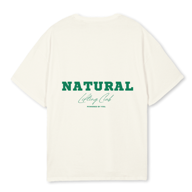 NATURAL LIFTING CLUB Cream Oversized Tee.