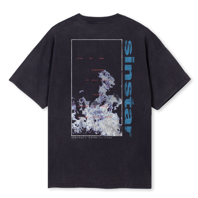 BLUE FLAME Vintage Black Oversized Tee.