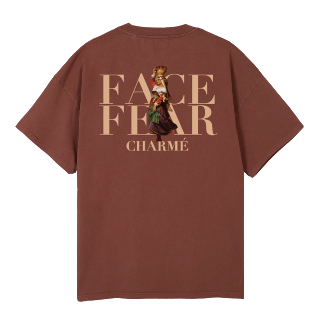 FACEFEAR Vintage Brown Oversized Tee.