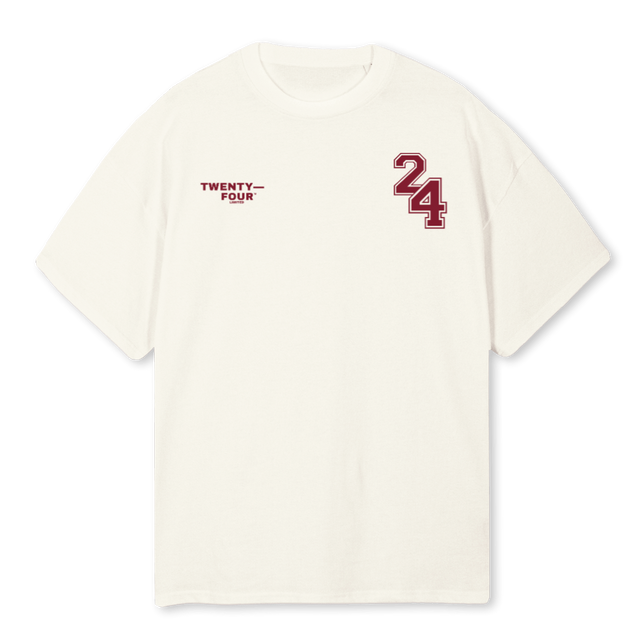 TFSHIRTCREAMBURGUNDY Cream Oversized Tee.