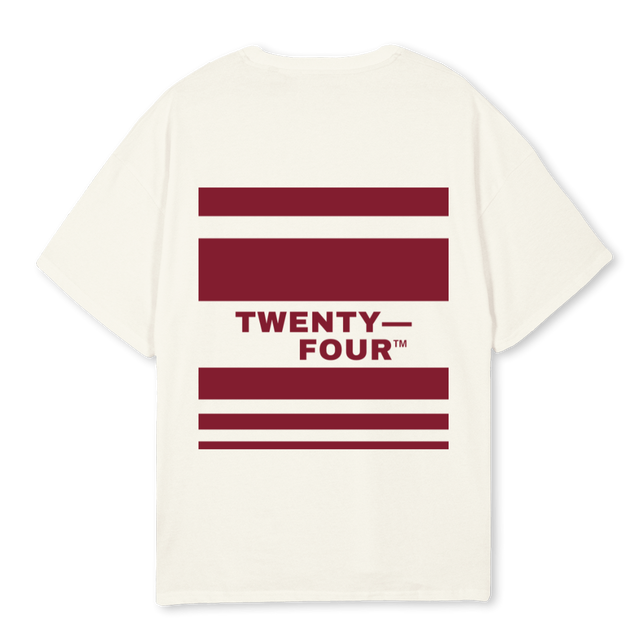 TFSHIRTCREAMBURGUNDY Cream Oversized Tee.