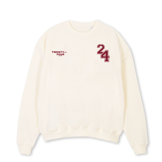 TFSWEATCREAMBURGUNDY Cream Oversized Crewneck Sweater.
