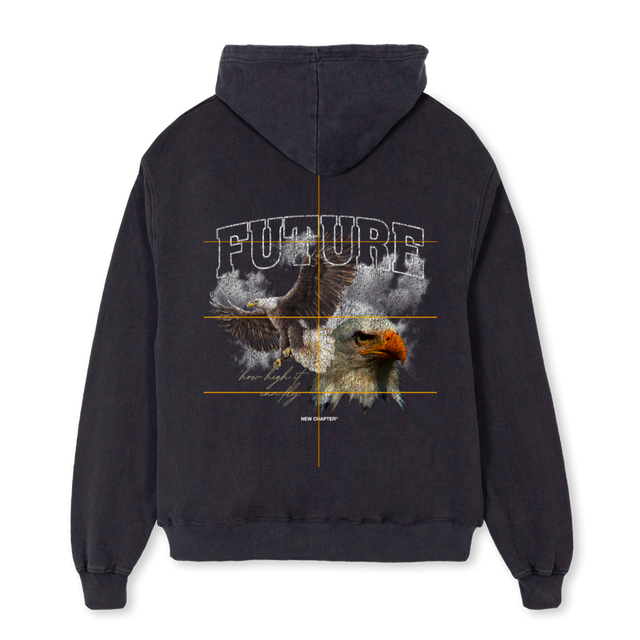FUTUREHOODIE Vintage Black Oversized Zipped Hoodie.