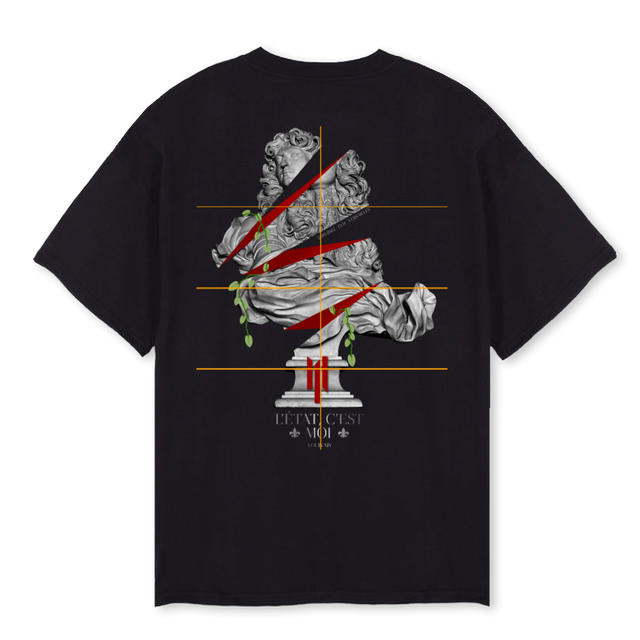 LOUIS XIV Black Oversized Tee.
