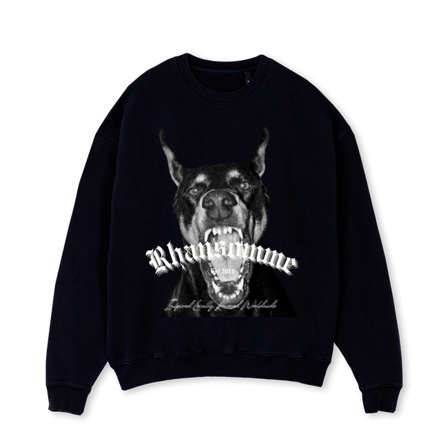 RHANSOMME DOBERMAN Black Oversized Crewneck Sweater.