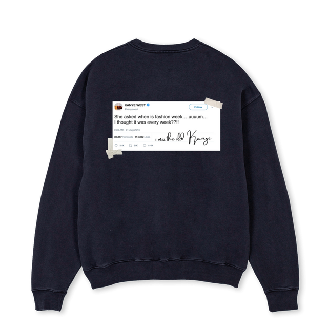 IMISSTHEOLDKANYE Vintage Black Oversized Crewneck Sweater.