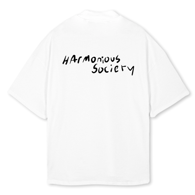 MOCKWHITECACTUS White Oversized Mock Neck Tee.
