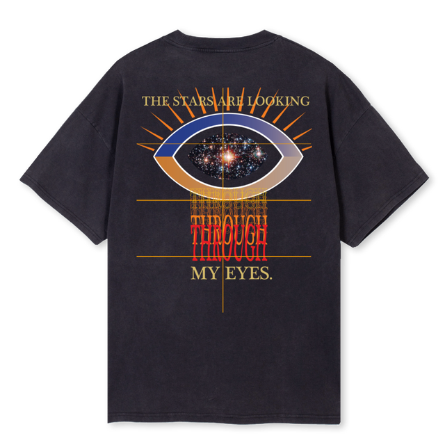 BLISS THE STARS Vintage Black Oversized Tee.
