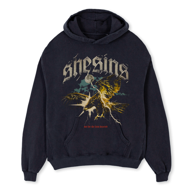 EAGLEHOOD Vintage Black Oversized Hoodie.