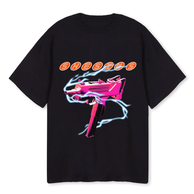 UZI V WHIT Black Oversized Tee.