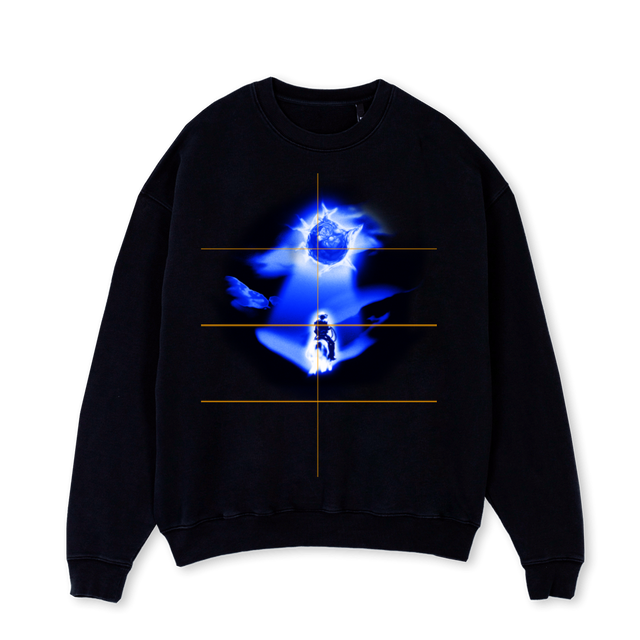 MOONWESTERNS Black Oversized Crewneck Sweater.
