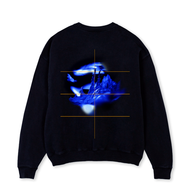 MOONWESTERNS Black Oversized Crewneck Sweater.