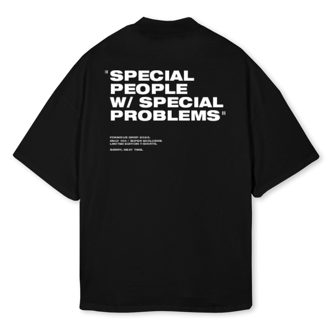 SPECIAL PEOPLE Black Oversized Mock Neck Tee.