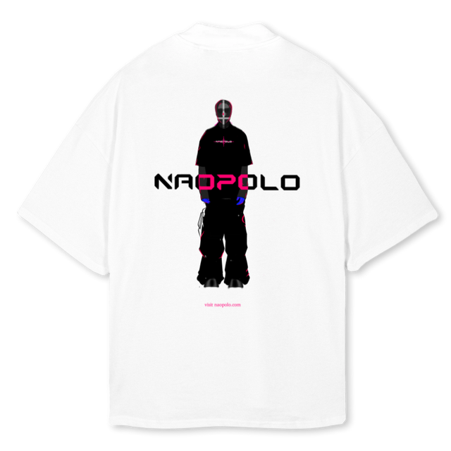 NUMTWO White Oversized Mock Neck Tee.