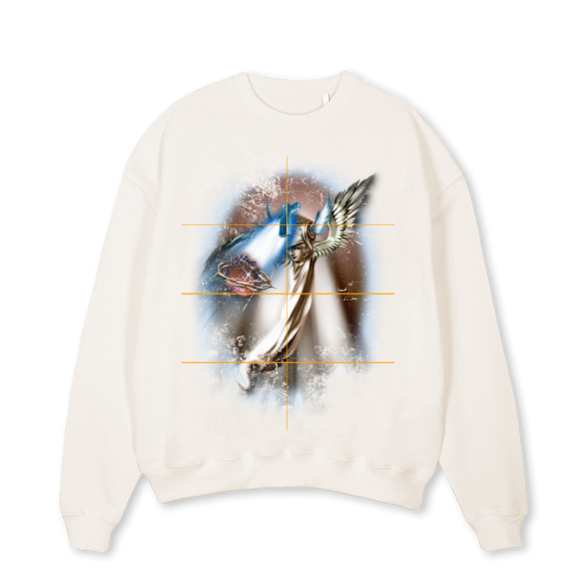 ANGELSWEAT Vintage White Oversized Crewneck Sweater.