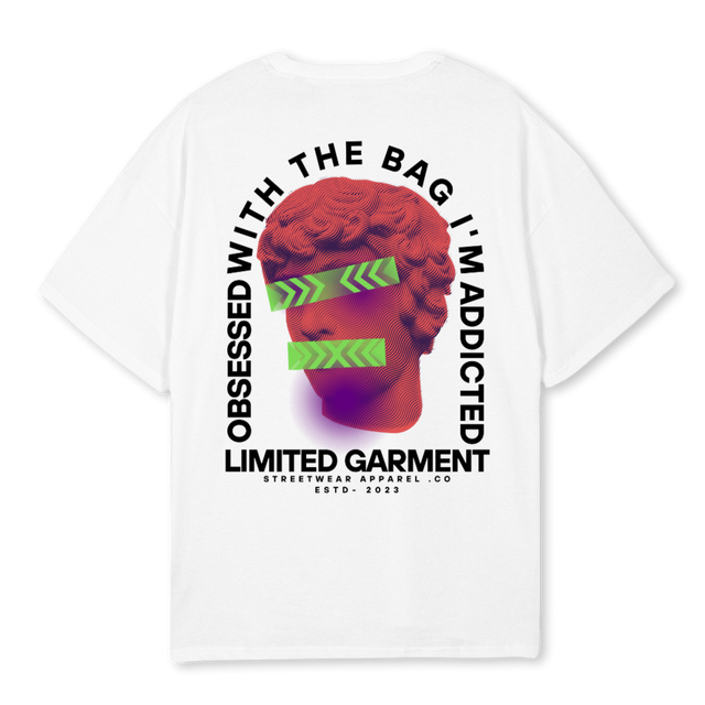 ADDICTEDTOTHEBAG White Oversized Tee.