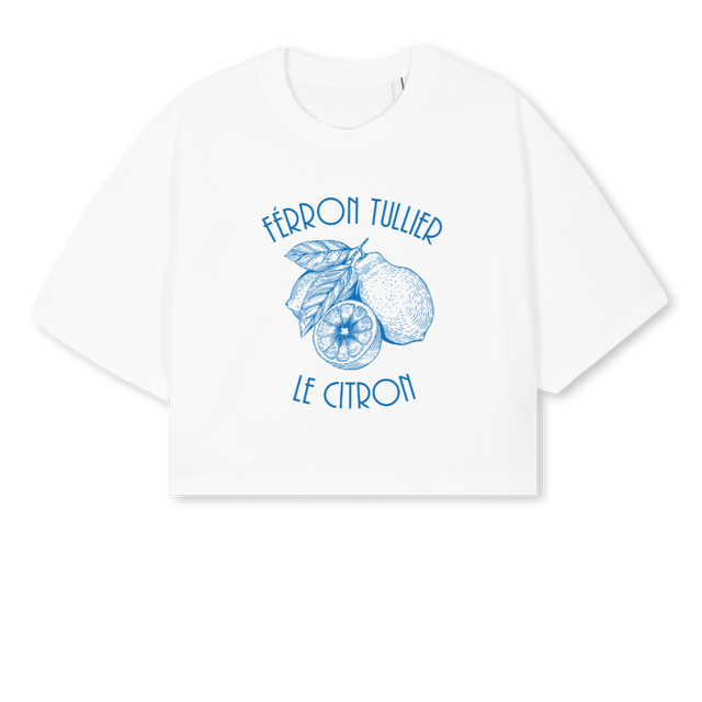 CROPPEDZIBLU White Cropped Oversized Tee.