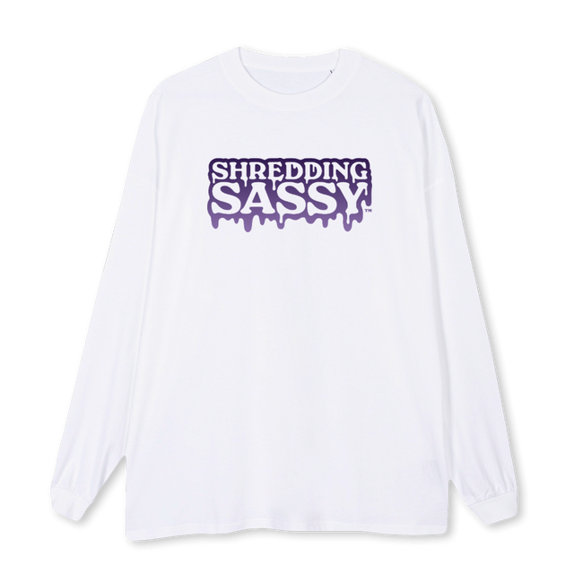 SSLSTEEWHITEDRIP White Oversized LS Tee.