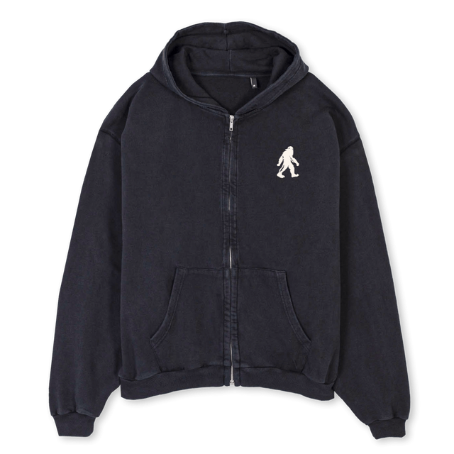 SSCIRCLEVINTGAEHOODI Vintage Black Oversized Zipped Hoodie.