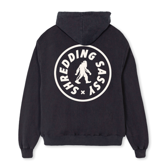 SSCIRCLEVINTGAEHOODI Vintage Black Oversized Zipped Hoodie.