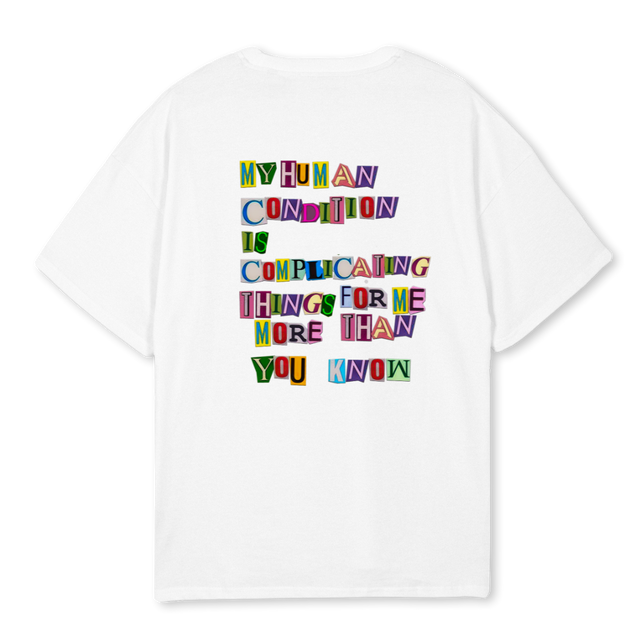 HUMAN  White Oversized Tee.