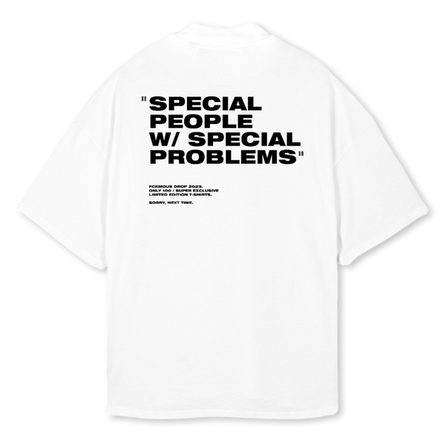 SPECIALWHITE  White Oversized Mock Neck Tee.