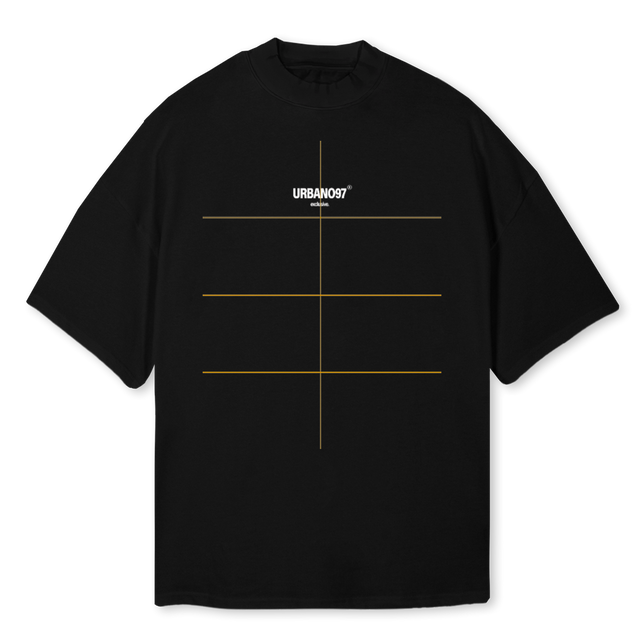 URBAN Black Oversized Mock Neck Tee.