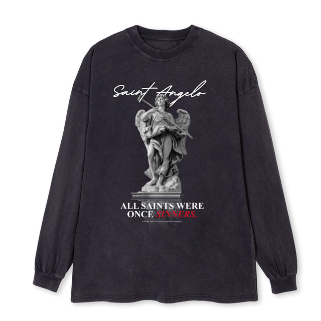 SA LONG SLEEVE STATU Vintage Black Oversized LS Tee.