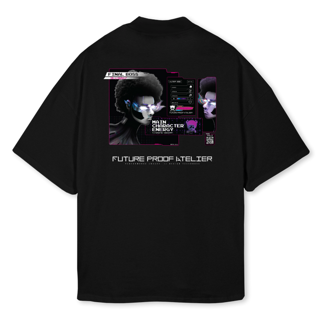 FPA MCE Black Oversized Mock Neck Tee.