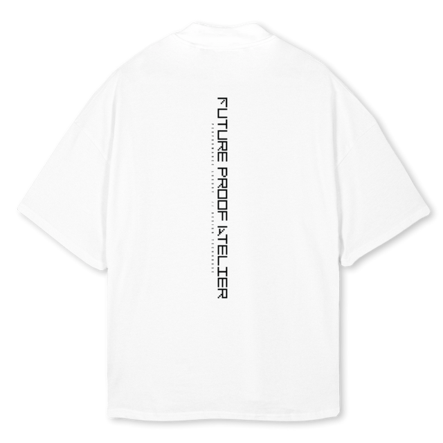 FPA GENDERLESS White Oversized Mock Neck Tee.