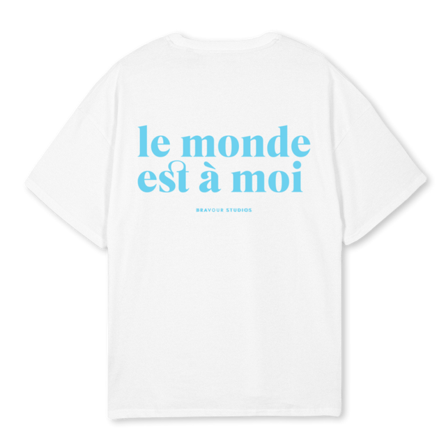 LE MONDE BLEU White Oversized Tee.