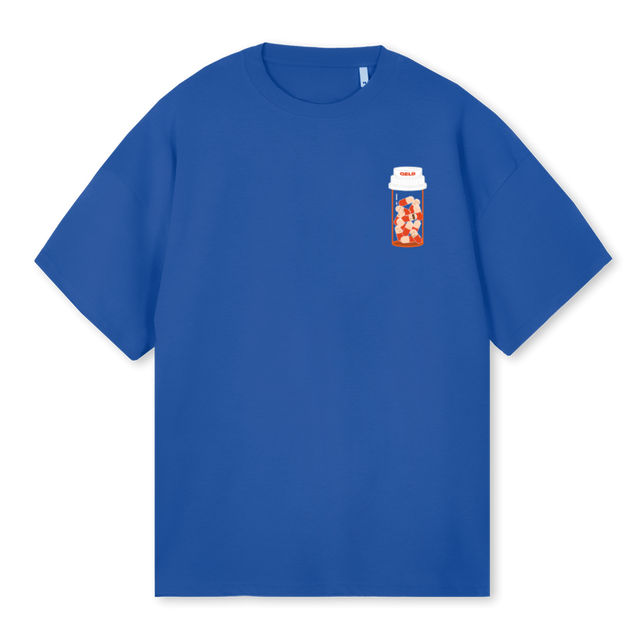VTWO SLEEPING PILLS  Cobalt Blue Oversized Tee.