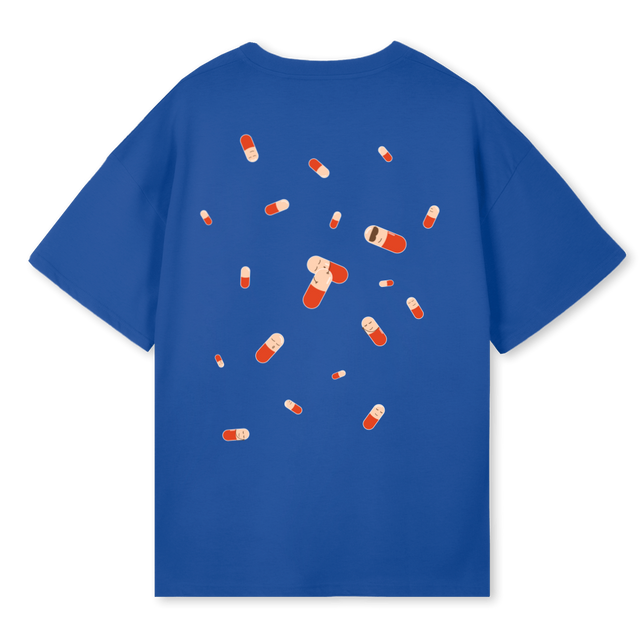 VTWO SLEEPING PILLS  Cobalt Blue Oversized Tee.